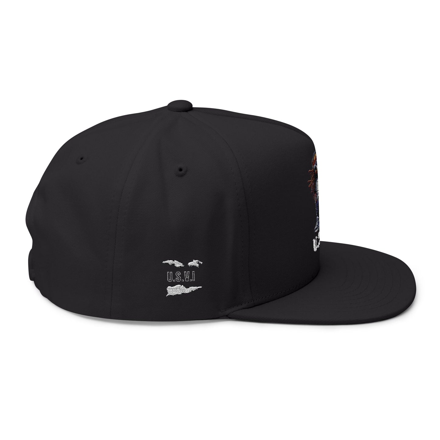 Embroidered Flat Bill Cap with VI Bear Design