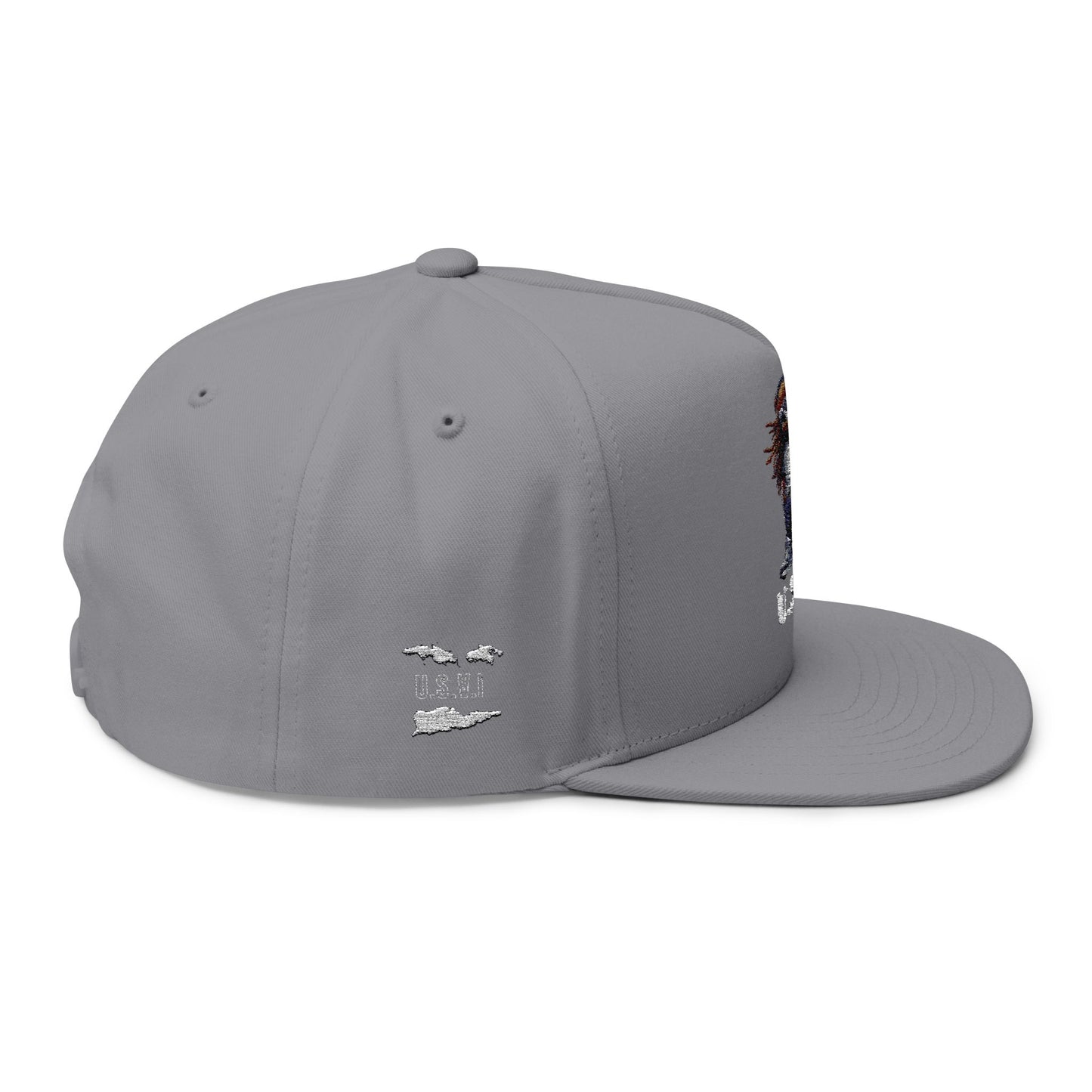 Embroidered Flat Bill Cap with VI Bear Design