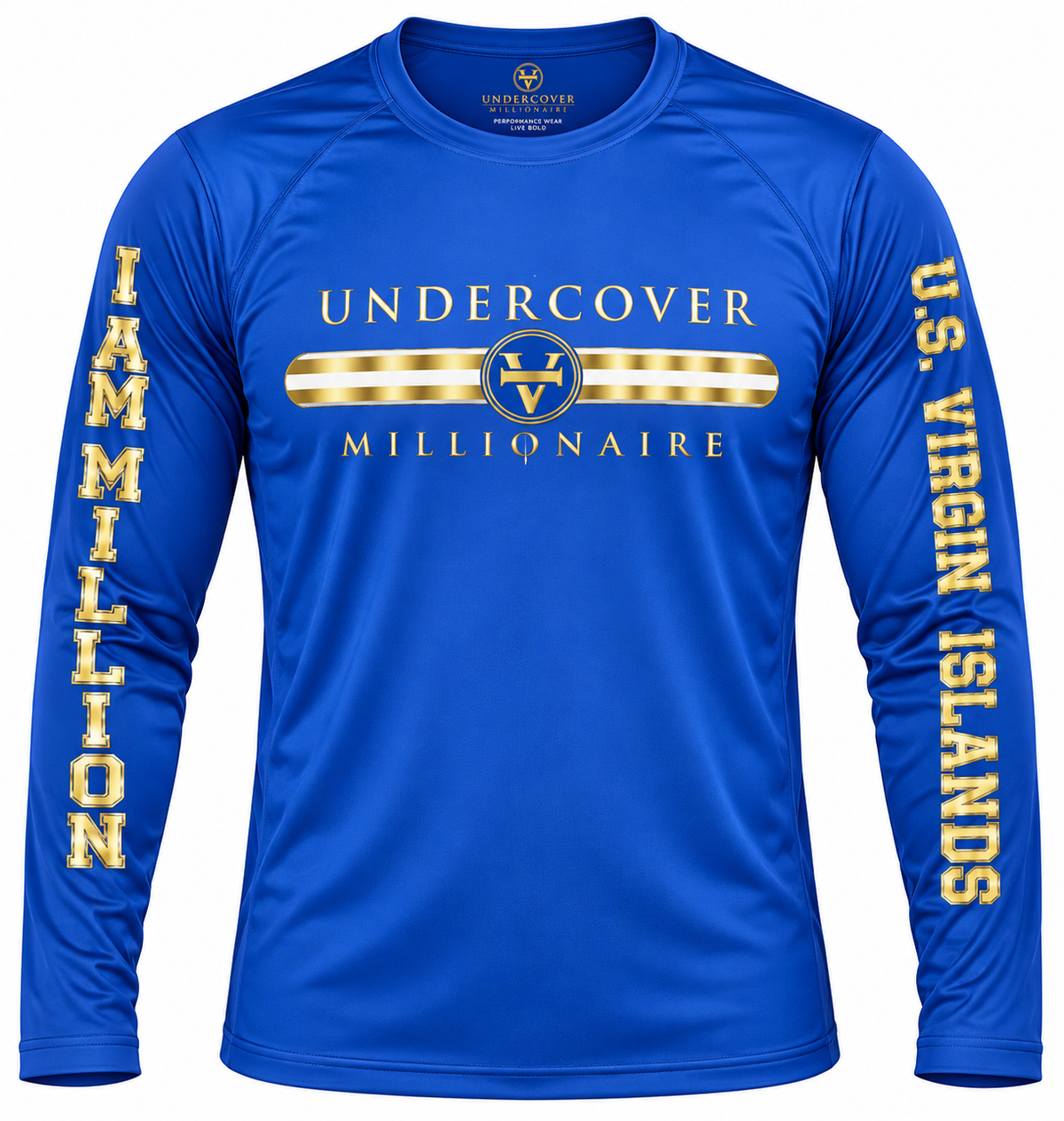 Undercover Millionaire US Virgin Islands Performance Rash Guard – White & Gold