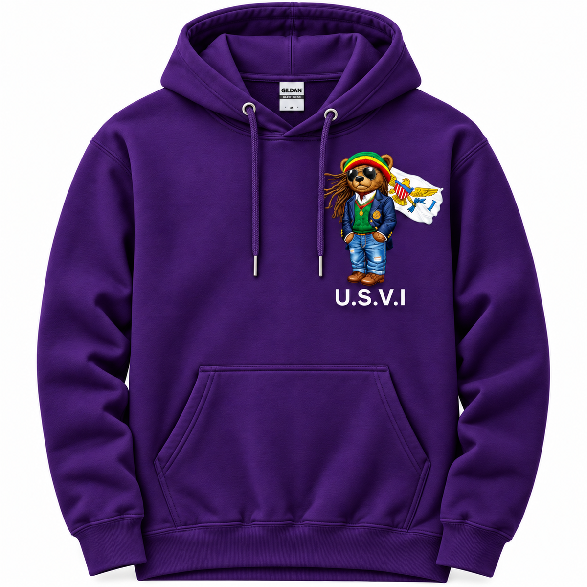 USVI Island Bear Pullover Hoodie