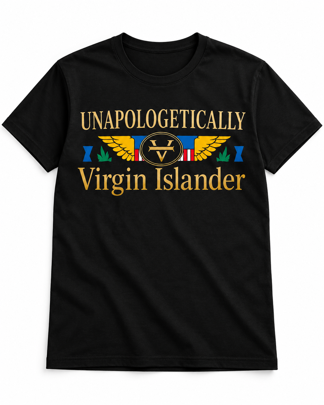 Unapologetically Virgin Islander Heritage Tee – Black & Gold