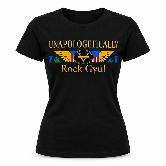 Unapologetically Rock Gyul – Women’s VI Heritage Tee | Black & Gold