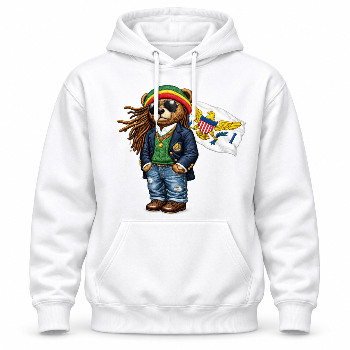 VI Island Bear Heritage Hoodie – White